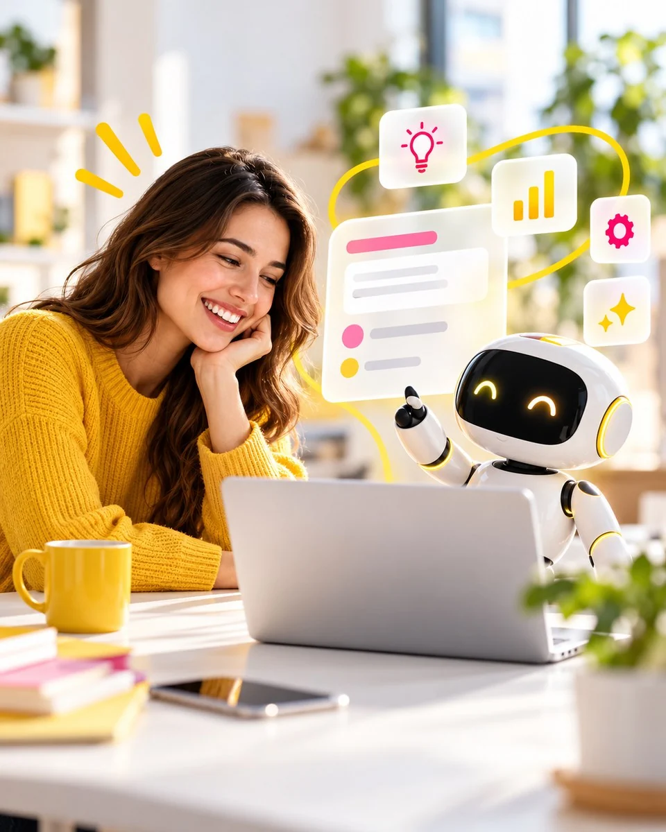 A person using an AI assistant on a laptop