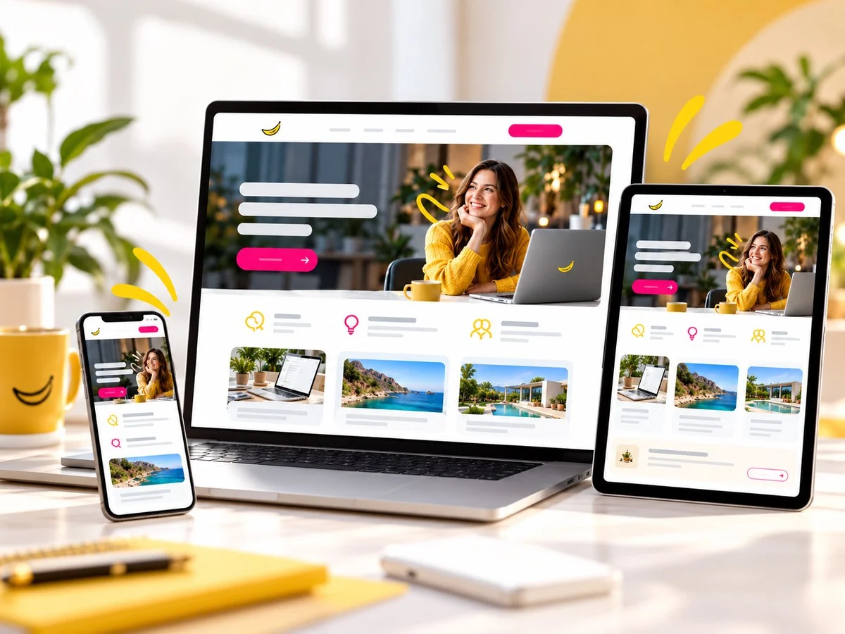 MiBanana website design shown on desktop and mobile screens