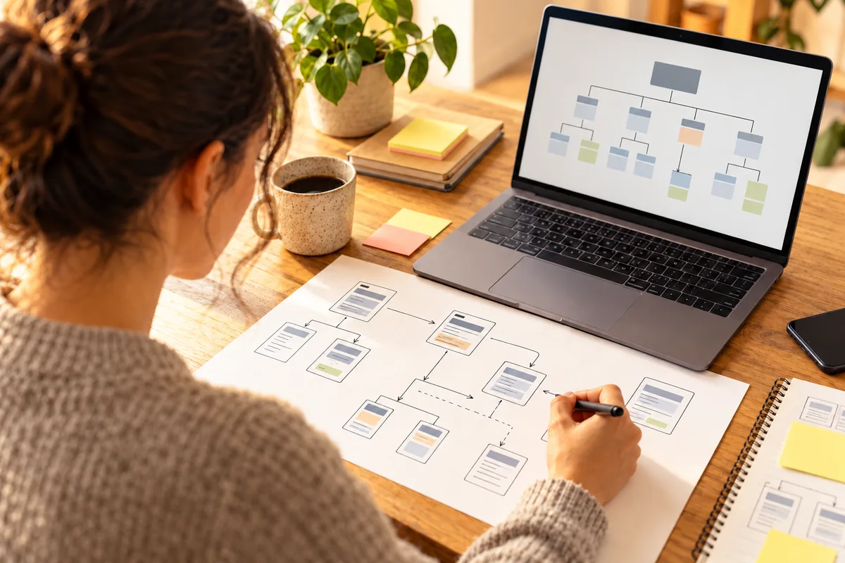 Website migration specialist reviewing search and redirect planning